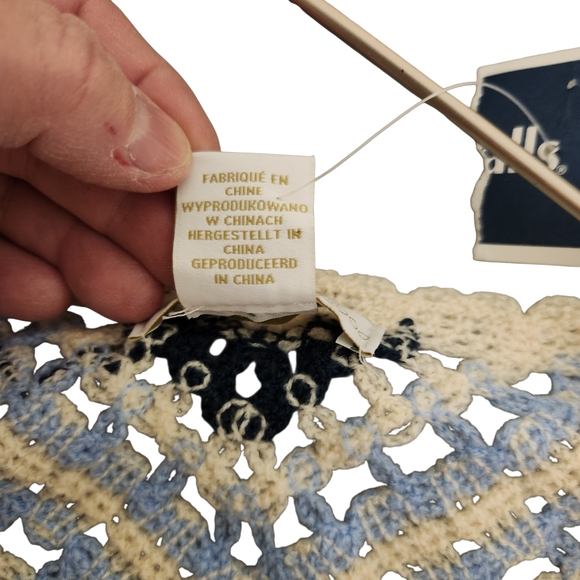 House of Harlow 1960 Blue and Cream Fringe Sweater - Picture 8 of 8